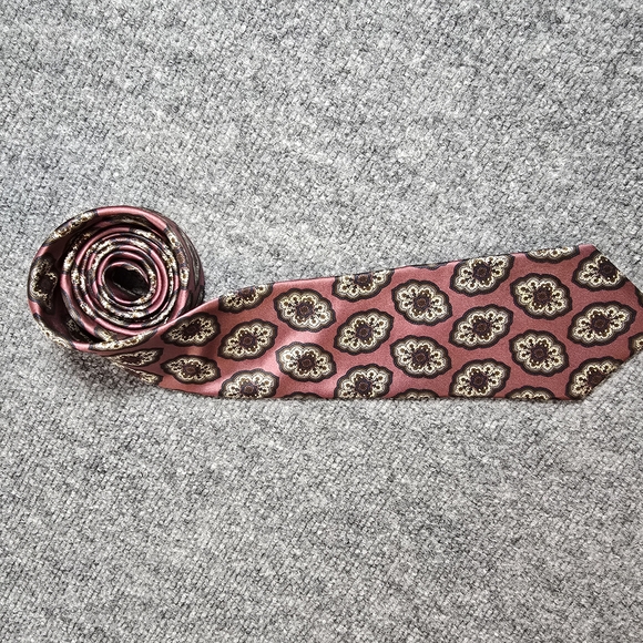 Dior Other - Christian Dior Burgundy Cream Floral Silk Tie Mens Designer Necktie